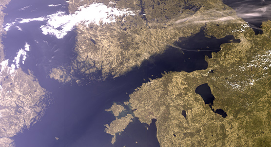 Sentinel-3A-satelliitin OLCI-instrumentin kuva Suomenlahdesta 09052016
